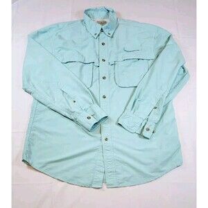 LL Bean Shirt Mens M Blue Tropicware Nylon Blend Classic Outdoor Outdoorcore
